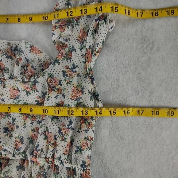 Rue21 Women's White, Blue, Green Floral Print Open Back Mini Dress Size M. - Picture 8 of 10